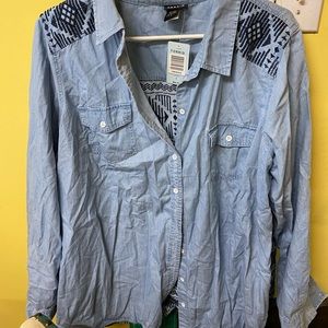 New with tags, denim button up